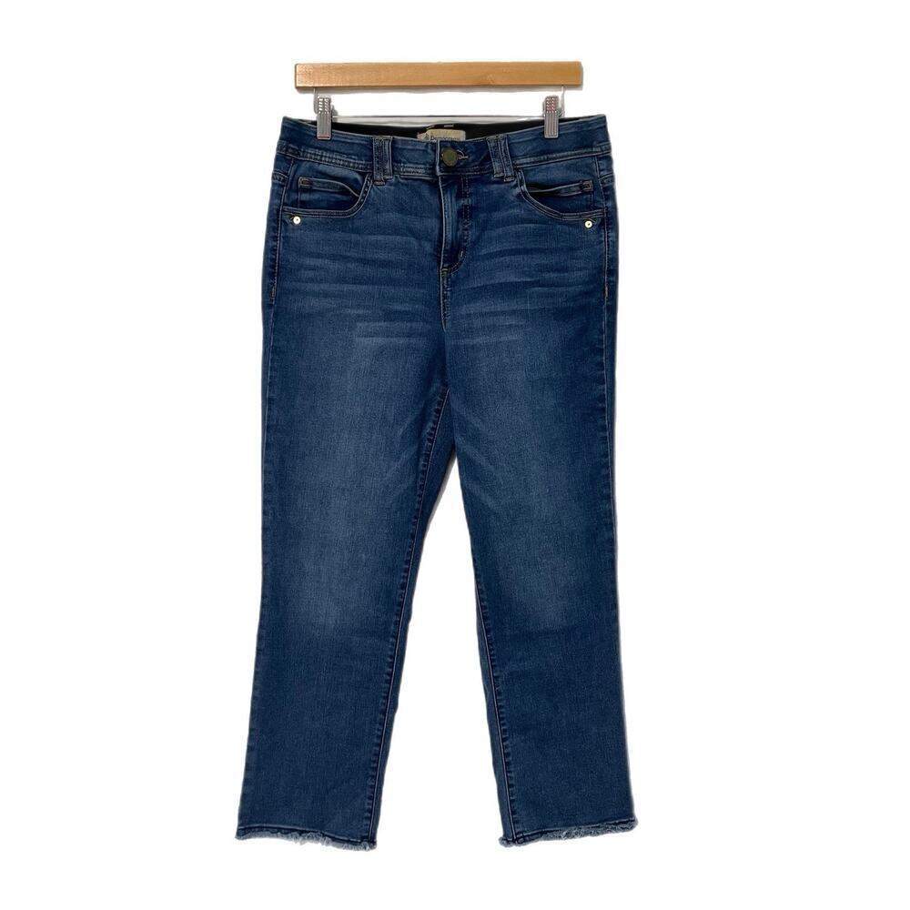Democracy Jeans Womens 10 Blue Ab Technology Itty Bitty Bootcut Stretch Frayed